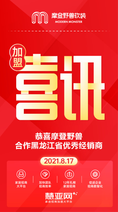 恭喜摩登野兽合作黑龙江省优秀经销商