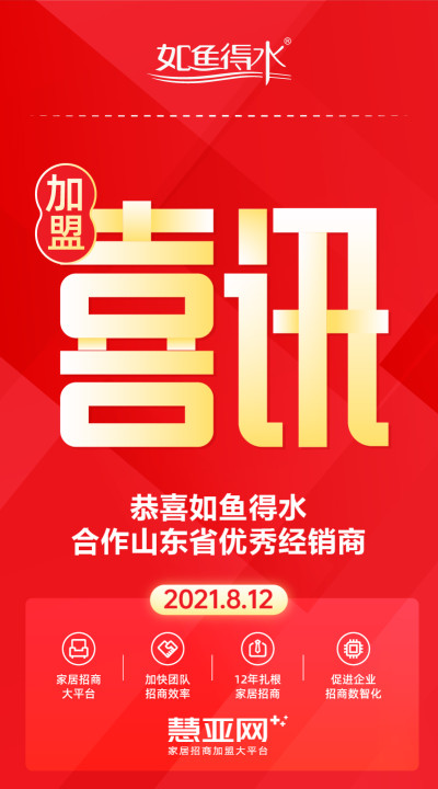 恭喜如鱼得水合作山东省优秀经销商
