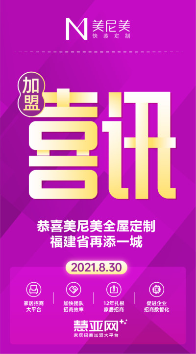 恭喜美尼美全屋定制福建省再添一城