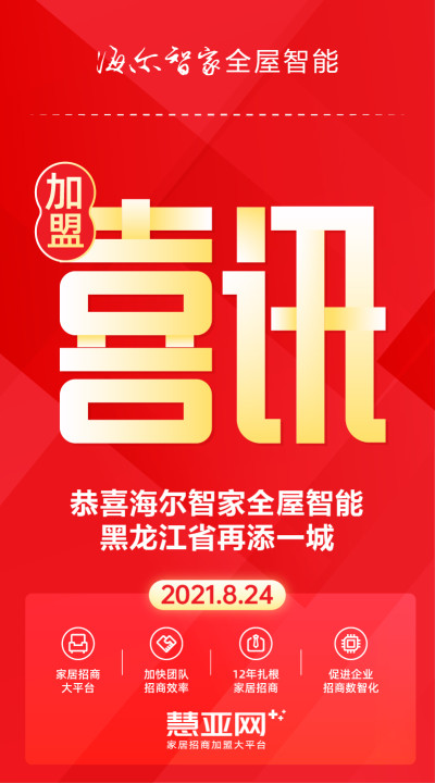 恭喜海尔智家全屋智能黑龙江省再添一城
