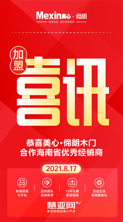 恭喜美心·偙朗木门合作海南省优秀经销商