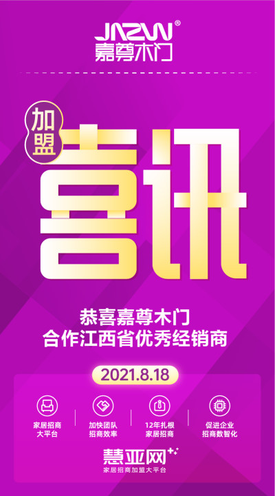 恭喜嘉尊木门合作江西省优秀经销商