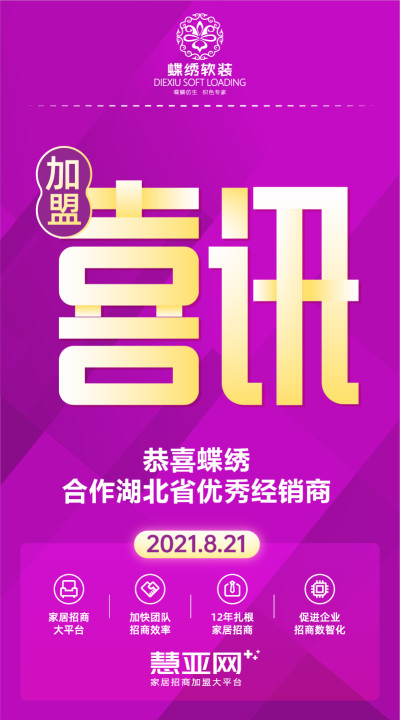 恭喜蝶绣合作湖北省优秀经销商