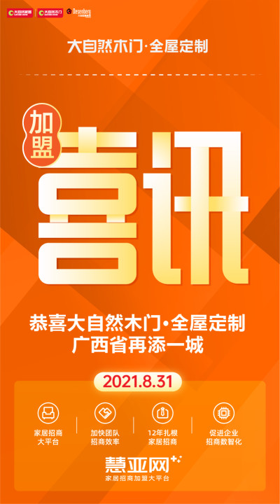 恭喜大自然木门·全屋定制广西省再添一城