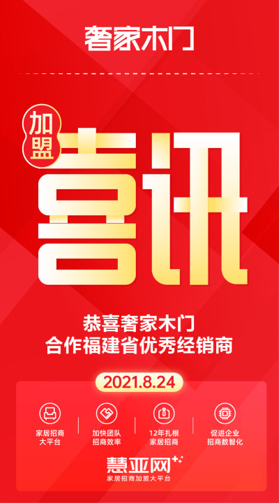 恭喜奢家木门合作福建省经销商