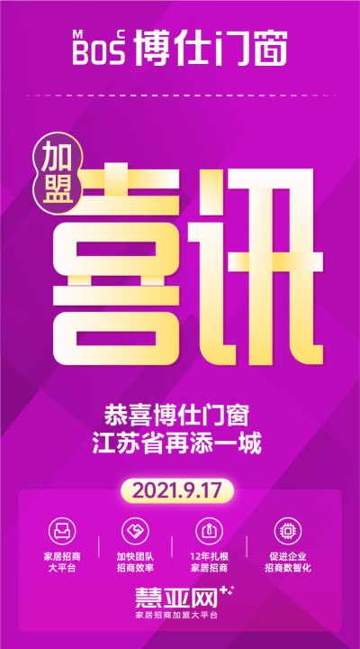 恭喜博仕门窗江苏省再添一城