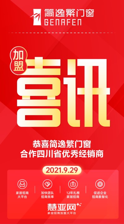 恭喜简逸繁门窗合作四川省优秀经销商