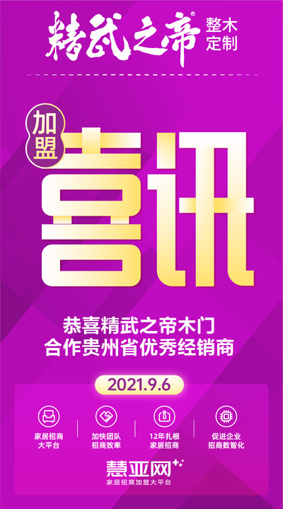 恭喜精武之帝木门合作贵州省优秀经销商
