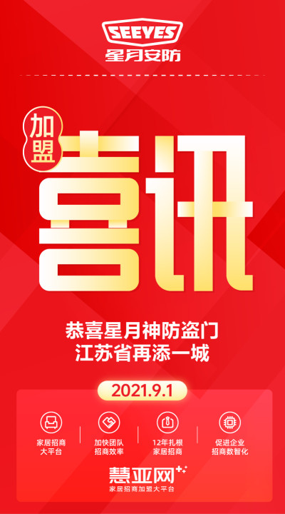 恭喜星月神防盗门江苏省再添一城