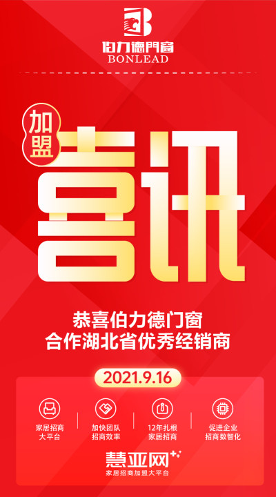 恭喜伯力德门窗合作湖北省优秀经销商