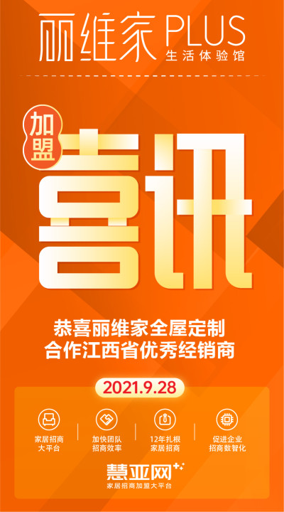 恭喜丽维家全屋定制合作江西省优秀经销商