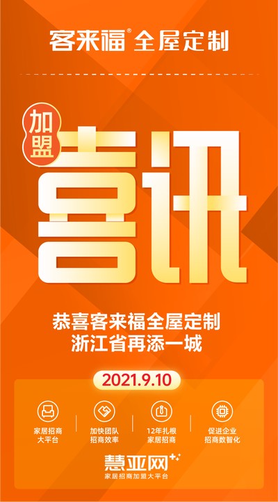 恭喜客来福全屋定制浙江省再添一城