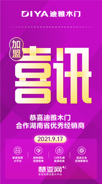 恭喜迪雅木门合作湖南省常德市优秀经销商