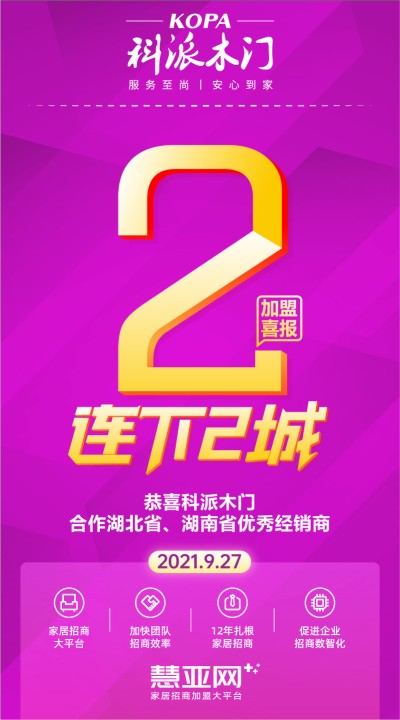 恭喜科派木门合作湖北省、湖南省优秀经销商