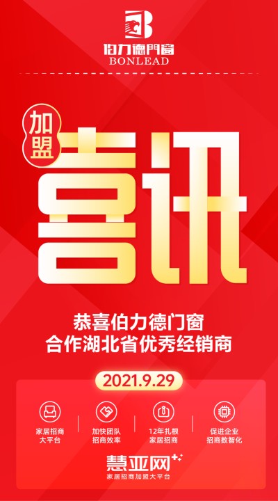 恭喜伯力德门窗合作湖北省优秀经销商