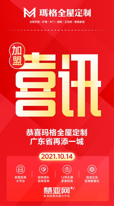 恭喜玛格全屋定制广东省再添一城