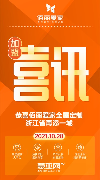 恭喜佰丽爱家全屋定制浙江省再添一城
