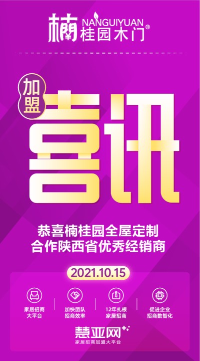 恭喜楠桂园全屋定制合作陕西省优秀经销商