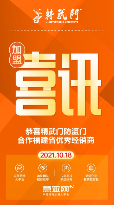 恭喜精武门防盗门合作福建省优秀经销商