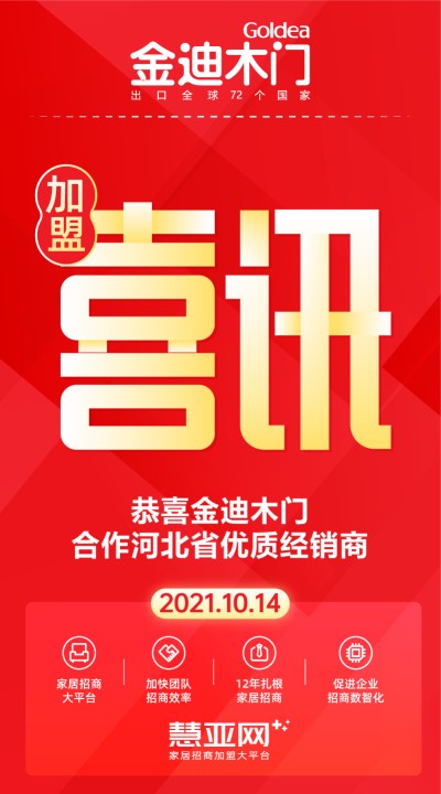 恭喜金迪木门合作河北省优质经销商
