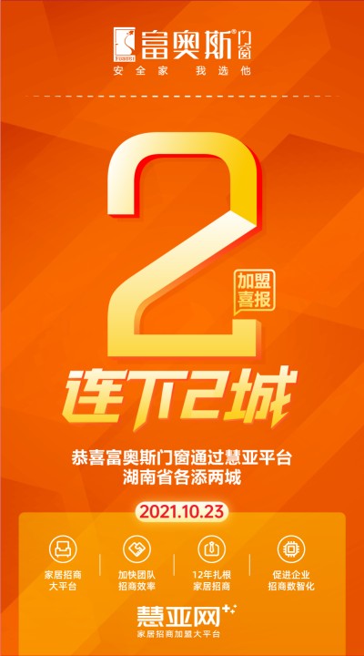 恭喜富奥斯门窗湖南省各添两城
