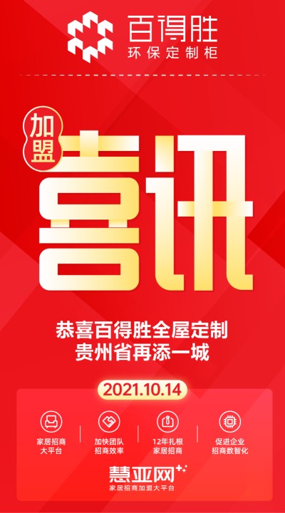 恭喜百得胜全屋定制贵州省再添一城