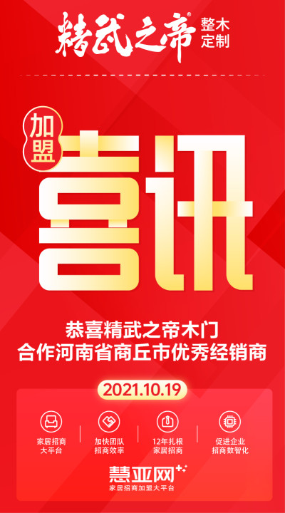 恭喜精武之帝木门合作河南省商丘市优秀经销商