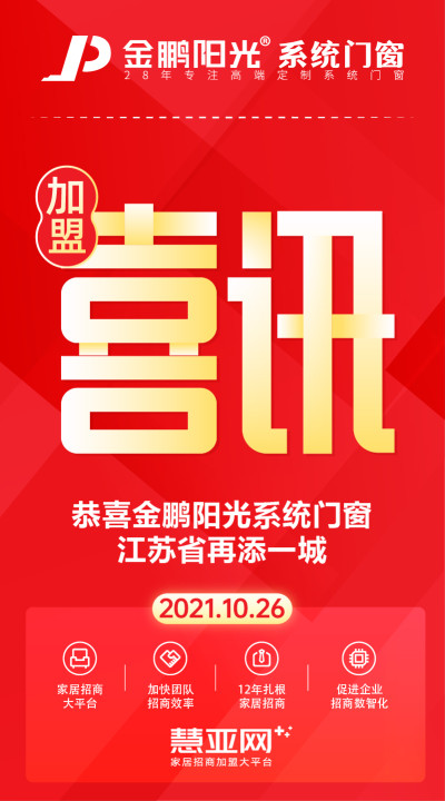 恭喜金鹏阳光系统门窗江苏省再添一城