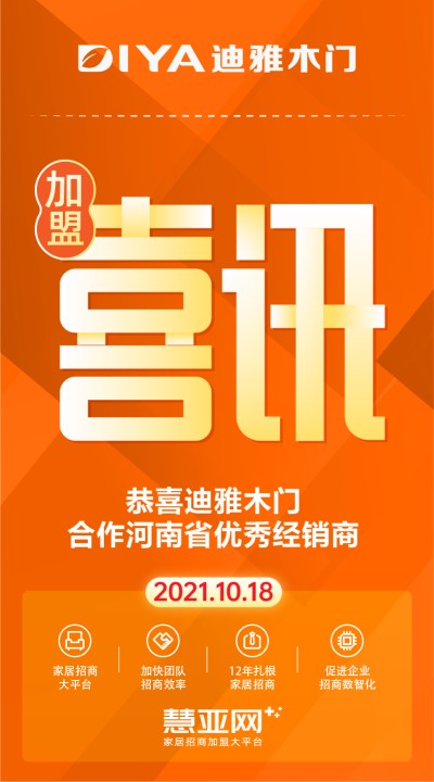 恭喜迪雅木门合作河南省优秀经销商