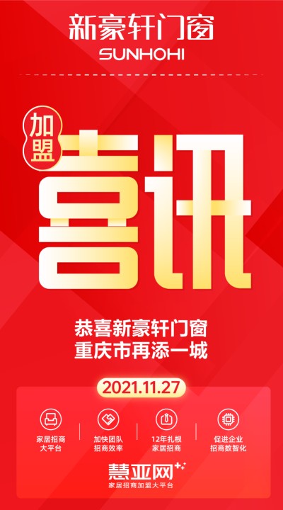 恭喜新豪轩门窗重庆市再添一城