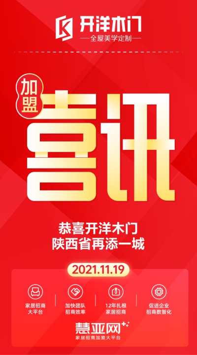 恭喜开洋木门陕西省再添一城