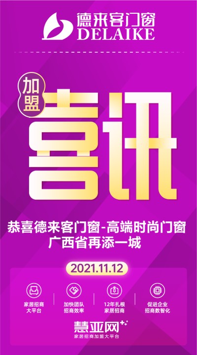 恭喜德来客门窗广西省再添一城