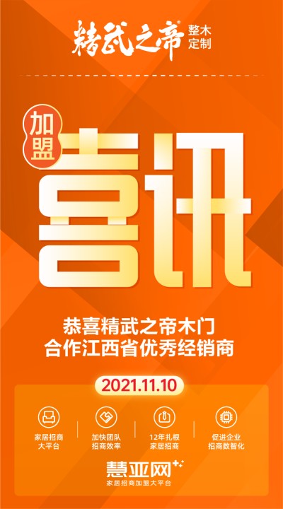 恭喜精武之帝木门合作江西省优质经销商