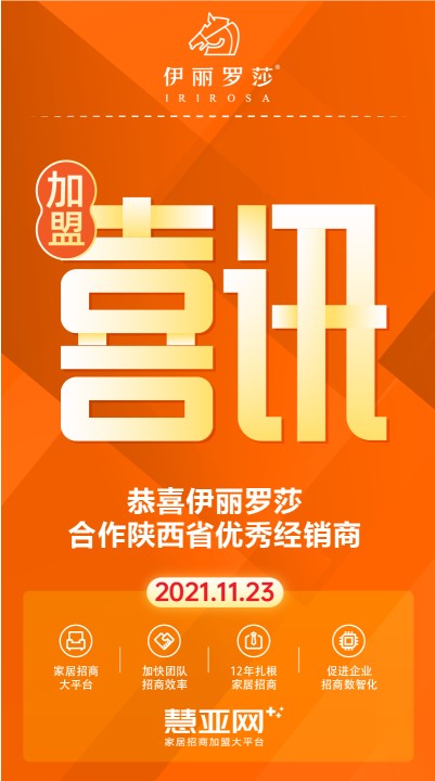 恭喜伊丽罗莎合作陕西省优秀经销商