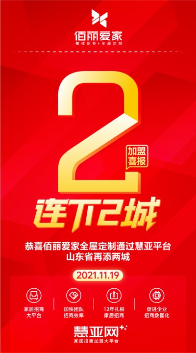 恭喜佰丽爱家全屋定制山东省再添两城