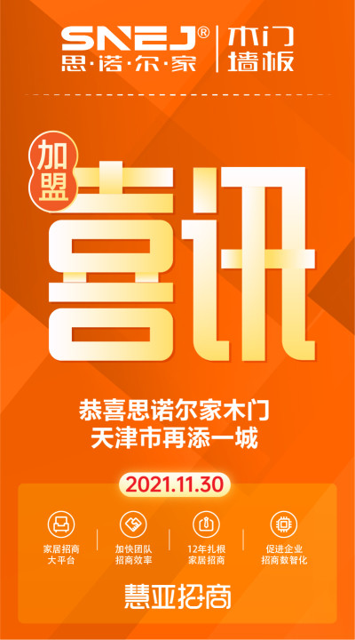 恭喜思诺尔家木门天津市再添一城