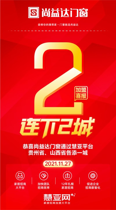 恭喜尚益达门窗贵州省、山西省各添一城