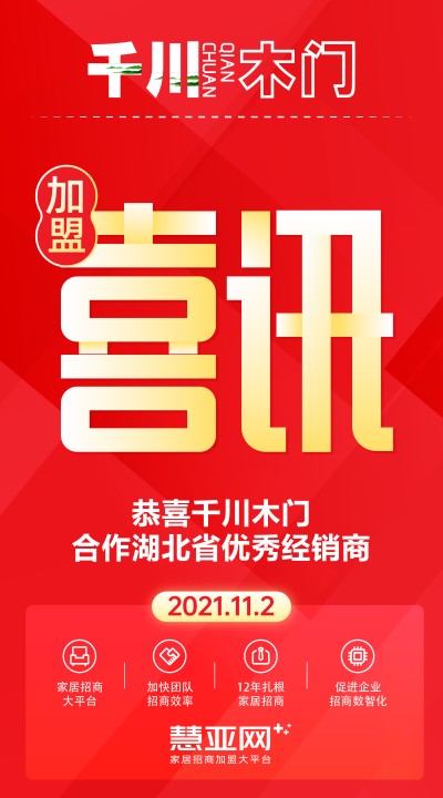 恭喜千川木门合作湖北省优秀经销商