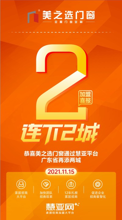 恭喜美之选门窗广东省再添两城