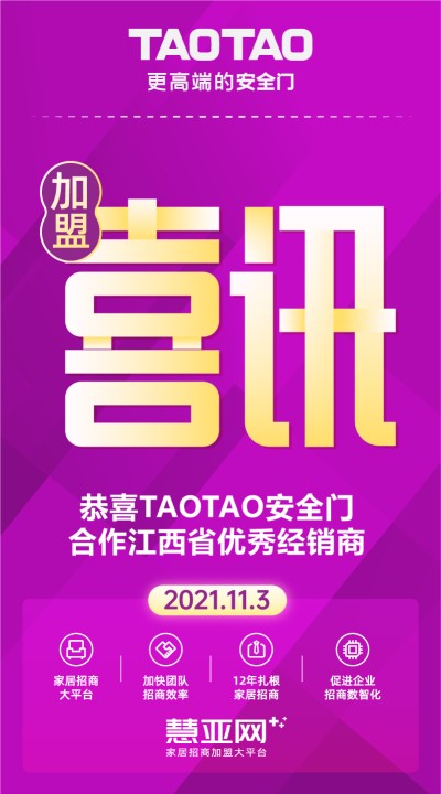 恭喜TAOTAO安全门合作江西省优秀经销商