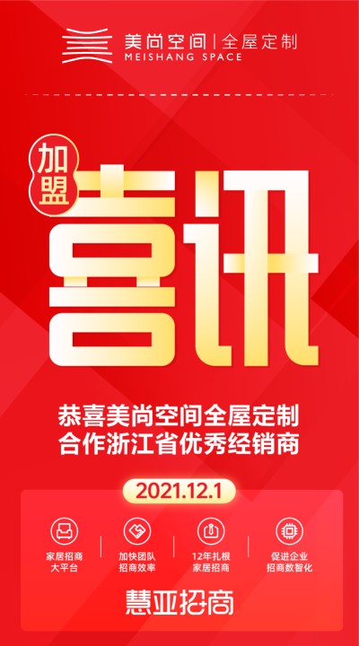 恭喜美尚空间全屋定制合作浙江省优秀经销商