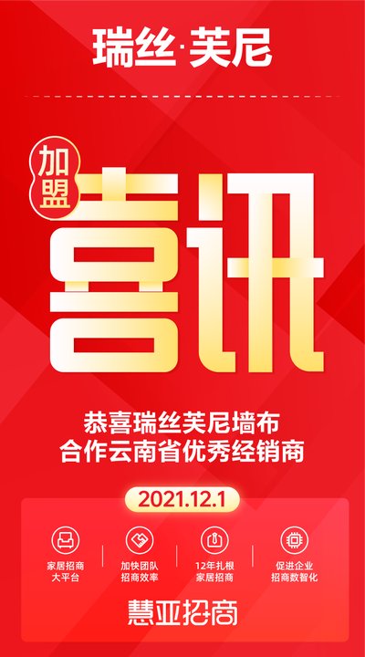 恭喜瑞丝芙尼墙布合作云南省优秀经销商