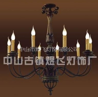 欧式仿古3头铁艺吊灯