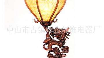 古典实木雕刻羊皮纸灯