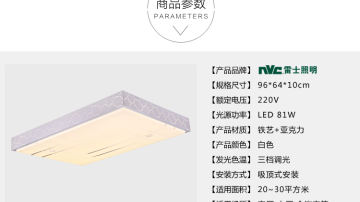 雷士  现代简约宜家节能吸顶灯具 水立方大气长方形