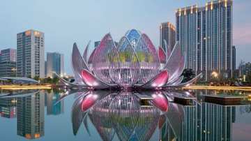 上海雕塑 建筑景观睡莲不锈钢雕塑 莲花水景玻璃钢雕塑