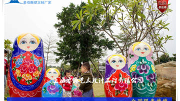 广元俄罗斯套娃雕塑-广场大型彩绘吉祥娃娃摆件