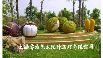 梅州泰国自助餐榴莲雕塑标志山竹等水果雕塑