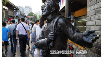 古镇旅游景区店小二雕塑01