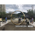 电镀玫瑰金色圆形雕塑艺术金属摆件